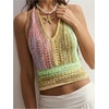 image:imageGORGLITTER Womens Colorful Sweater Vest Boho Backless Halter Knit TopsMulticolor Hollow