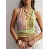 image:imageGORGLITTER Womens Colorful Sweater Vest Boho Backless Halter Knit TopsMulticolor Hollow