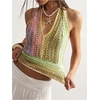 image:imageGORGLITTER Womens Colorful Sweater Vest Boho Backless Halter Knit TopsMulticolor Hollow