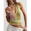image:imageGORGLITTER Womens Colorful Sweater Vest Boho Backless Halter Knit TopsMulticolor Hollow