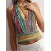 image:imageGORGLITTER Womens Colorful Sweater Vest Boho Backless Halter Knit TopsMulticolor Knit