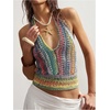 image:imageGORGLITTER Womens Colorful Sweater Vest Boho Backless Halter Knit TopsMulticolor Knit