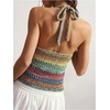 image:imageGORGLITTER Womens Colorful Sweater Vest Boho Backless Halter Knit TopsMulticolor Knit
