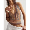 image:imageGORGLITTER Womens Colorful Sweater Vest Boho Backless Halter Knit TopsMulticolor V Neck