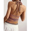image:imageGORGLITTER Womens Colorful Sweater Vest Boho Backless Halter Knit TopsMulticolor V Neck