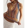 image:imageGORGLITTER Womens Colorful Sweater Vest Boho Backless Halter Knit TopsMulticolor V Neck