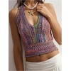 image:imageGORGLITTER Womens Colorful Sweater Vest Boho Backless Halter Knit TopsMulticolor a