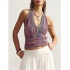 image:imageGORGLITTER Womens Colorful Sweater Vest Boho Backless Halter Knit TopsMulticolor a