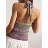 image:imageGORGLITTER Womens Colorful Sweater Vest Boho Backless Halter Knit TopsMulticolor a