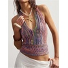image:imageGORGLITTER Womens Colorful Sweater Vest Boho Backless Halter Knit TopsMulticolor a