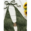 image:imageGORGLITTER Womens Crochet Romper Sexy Deep V Halter Beach Going Out RomperArmy Green