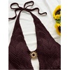 image:imageGORGLITTER Womens Crochet Romper Sexy Deep V Halter Beach Going Out RomperCoffee Brown