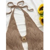 image:imageGORGLITTER Womens Crochet Romper Sexy Deep V Halter Beach Going Out RomperSolid Khaki