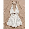 image:imageGORGLITTER Womens Crochet Romper Sexy Deep V Halter Beach Going Out RomperWhite