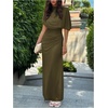 image:imageGORGLITTER Womens Elegant Classy Cape Dress Party Draped DressArmy Green