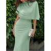 image:imageGORGLITTER Womens Elegant Classy Cape Dress Party Draped DressSolid Green