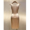 image:imageGORGLITTER Womens Elegant Satin Midi Dress Dressy Draped Ruched Sleeveless Bodycon Wedding Guest Evening Party DressApricot