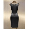 image:imageGORGLITTER Womens Elegant Satin Midi Dress Dressy Draped Ruched Sleeveless Bodycon Wedding Guest Evening Party DressBlack