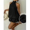 image:imageGORGLITTER Womens Halter Mini Dress Chiffon Fall Wedding Guest OutfitsBlack