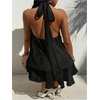 image:imageGORGLITTER Womens Halter Mini Dress Chiffon Fall Wedding Guest OutfitsBlack