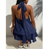 image:imageGORGLITTER Womens Halter Mini Dress Chiffon Fall Wedding Guest OutfitsBlue