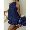 image:imageGORGLITTER Womens Halter Mini Dress Chiffon Fall Wedding Guest OutfitsBlue