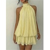 image:imageGORGLITTER Womens Halter Mini Dress Chiffon Fall Wedding Guest OutfitsLight Yellow