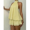 image:imageGORGLITTER Womens Halter Mini Dress Chiffon Fall Wedding Guest OutfitsLight Yellow