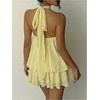 image:imageGORGLITTER Womens Halter Mini Dress Chiffon Fall Wedding Guest OutfitsLight Yellow