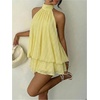 image:imageGORGLITTER Womens Halter Mini Dress Chiffon Fall Wedding Guest OutfitsLight Yellow