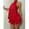 image:imageGORGLITTER Womens Halter Mini Dress Chiffon Fall Wedding Guest OutfitsRed