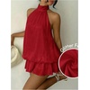 image:imageGORGLITTER Womens Halter Mini Dress Chiffon Fall Wedding Guest OutfitsSolid Red