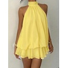 image:imageGORGLITTER Womens Halter Mini Dress Chiffon Fall Wedding Guest OutfitsYellow