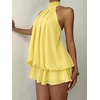 image:imageGORGLITTER Womens Halter Mini Dress Chiffon Fall Wedding Guest OutfitsYellow