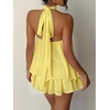 image:imageGORGLITTER Womens Halter Mini Dress Chiffon Fall Wedding Guest OutfitsYellow