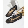 image:imageGORGLITTER Womens Lace Mesh Ballet Flats Ballerina Maryjanes Dress ShoesBlack