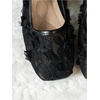 image:imageGORGLITTER Womens Lace Mesh Ballet Flats Ballerina Maryjanes Dress ShoesBlack Bow