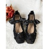 image:imageGORGLITTER Womens Lace Mesh Ballet Flats Ballerina Maryjanes Dress ShoesBlack Bow