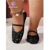 image:imageGORGLITTER Womens Lace Mesh Ballet Flats Ballerina Maryjanes Dress ShoesBlack C