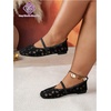 image:imageGORGLITTER Womens Lace Mesh Ballet Flats Ballerina Maryjanes Dress ShoesBlack C