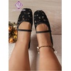image:imageGORGLITTER Womens Lace Mesh Ballet Flats Ballerina Maryjanes Dress ShoesBlack C