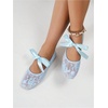 image:imageGORGLITTER Womens Lace Mesh Ballet Flats Ballerina Maryjanes Dress ShoesLight Blue