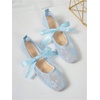 image:imageGORGLITTER Womens Lace Mesh Ballet Flats Ballerina Maryjanes Dress ShoesLight Blue