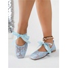 image:imageGORGLITTER Womens Lace Mesh Ballet Flats Ballerina Maryjanes Dress ShoesLight Blue