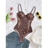 image:imageGORGLITTER Womens Leopard Print Corset Bodysuit Sexy Date Night Club TopsBrown