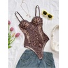 image:imageGORGLITTER Womens Leopard Print Corset Bodysuit Sexy Date Night Club TopsBrown