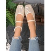 image:imageGORGLITTER Womens Mesh Ballet Flats Fishnet Sheer Ballerina Maryjane ShoesApricot Mesh