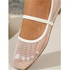 image:imageGORGLITTER Womens Mesh Ballet Flats Fishnet Sheer Ballerina Maryjane ShoesBeige
