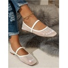 image:imageGORGLITTER Womens Mesh Ballet Flats Fishnet Sheer Ballerina Maryjane ShoesBeige