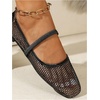 image:imageGORGLITTER Womens Mesh Ballet Flats Fishnet Sheer Ballerina Maryjane ShoesBlack